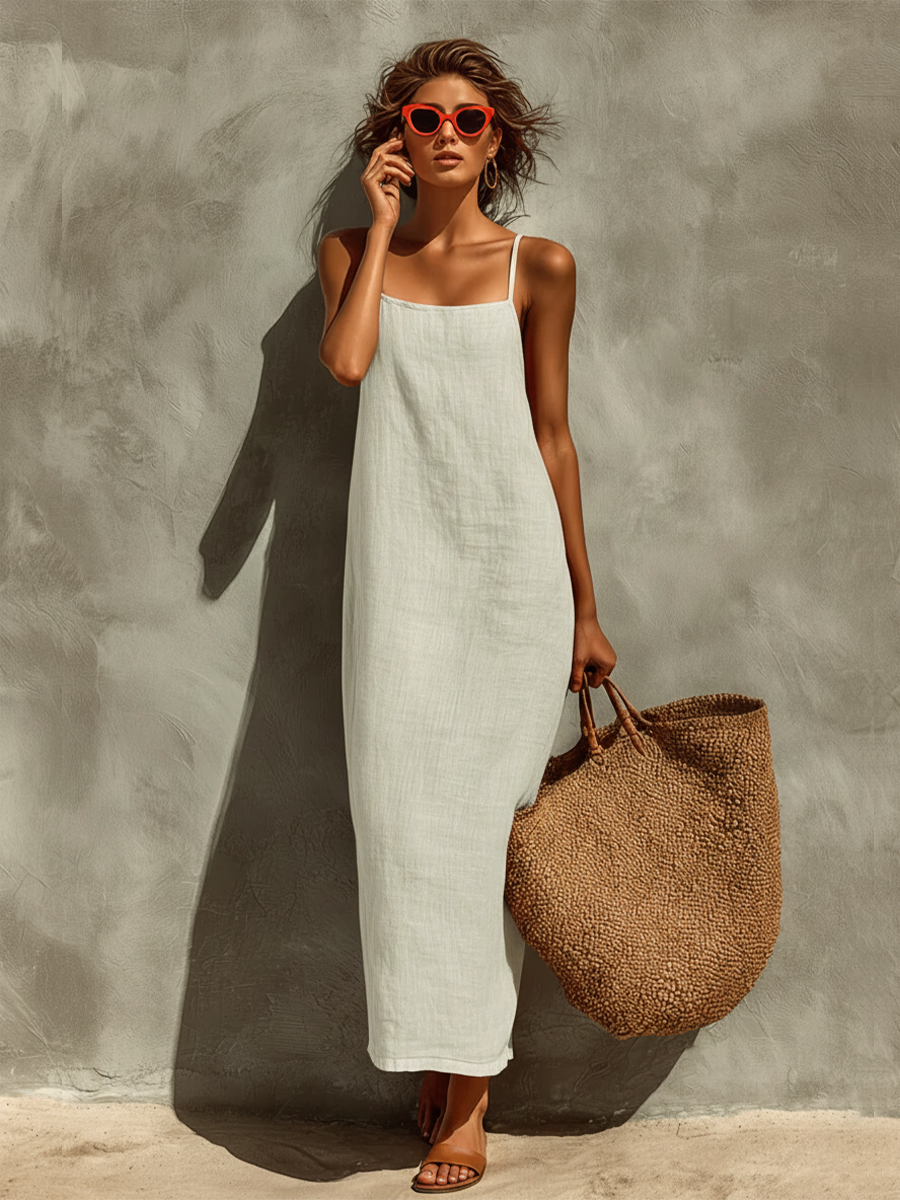 Square-Neck Spaghetti Strap Dress