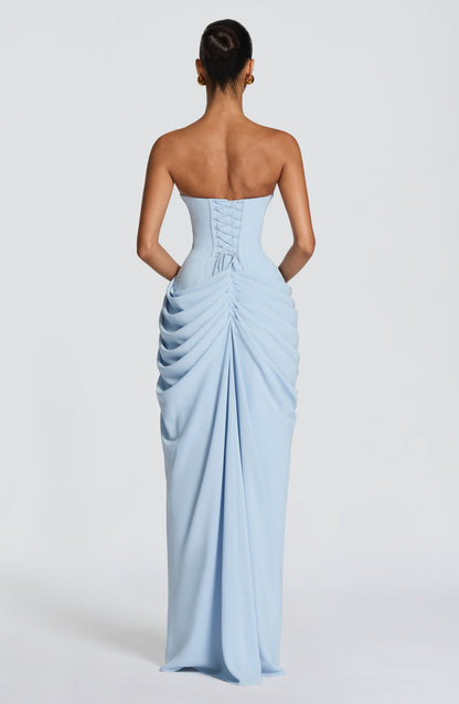 Hannah | Elegant Draped High-Slit Maxi Dress