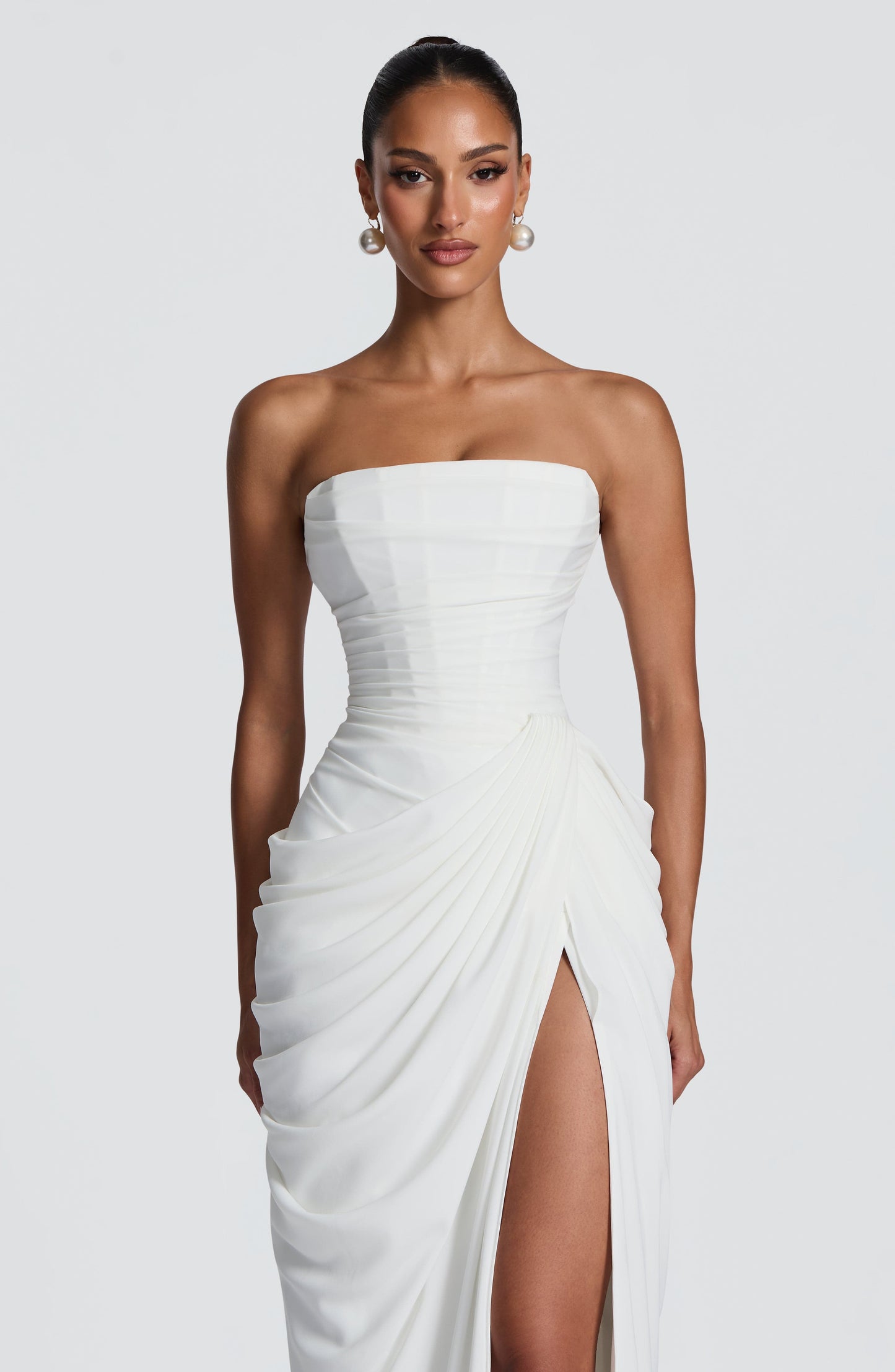 Hannah | Elegant Draped High-Slit Maxi Dress