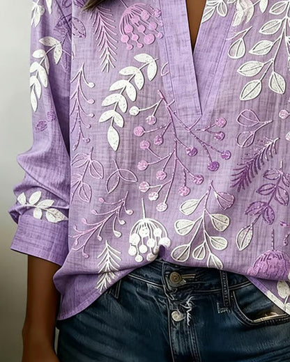 Lauren | Blouse Pastel Floral V-Neck