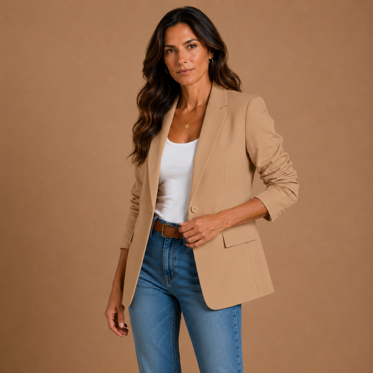 ISABELLE | Minimalist Solid Button Lapel Collar Blazer