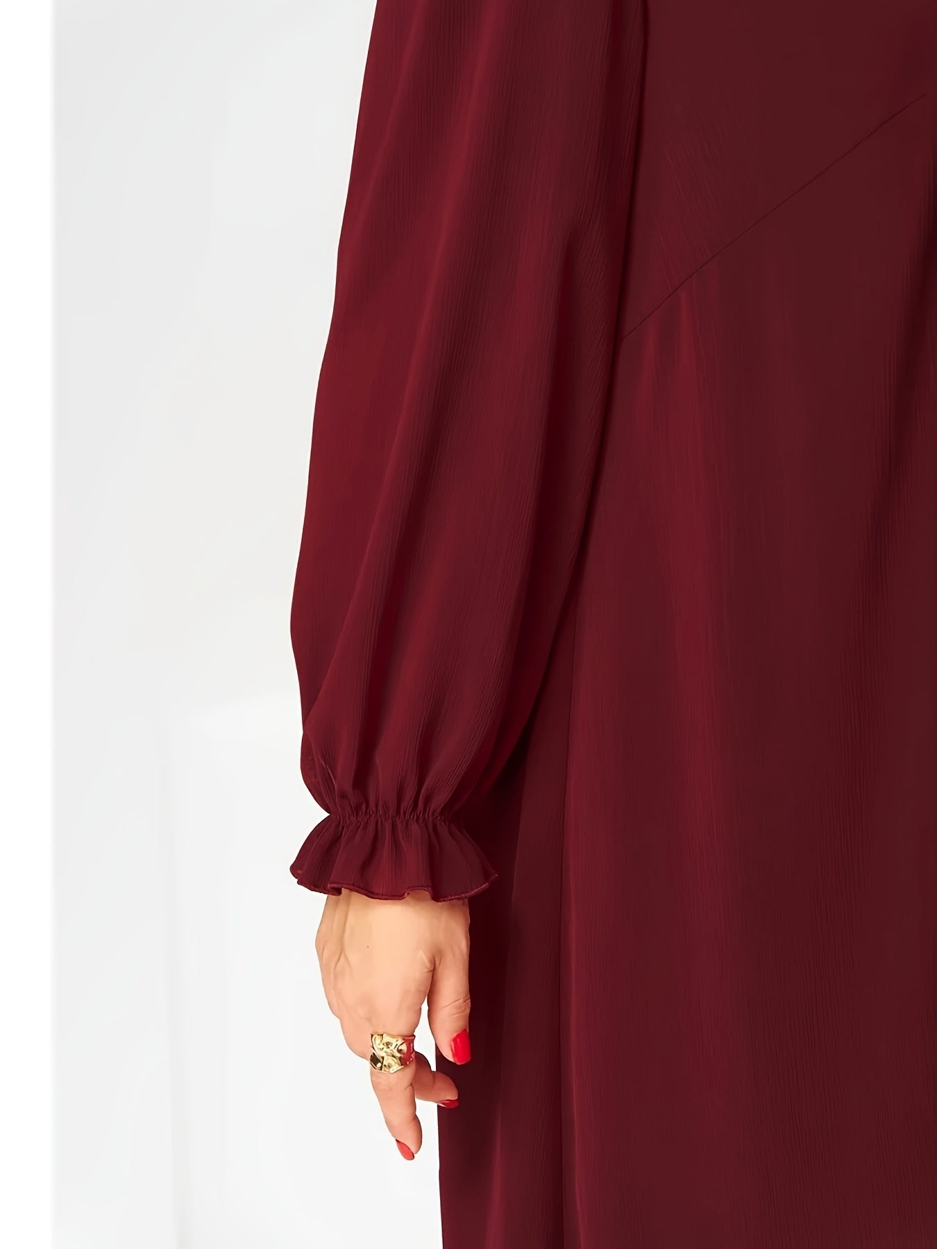 Gabrielle | Wine Red Chiffon Midi Dress