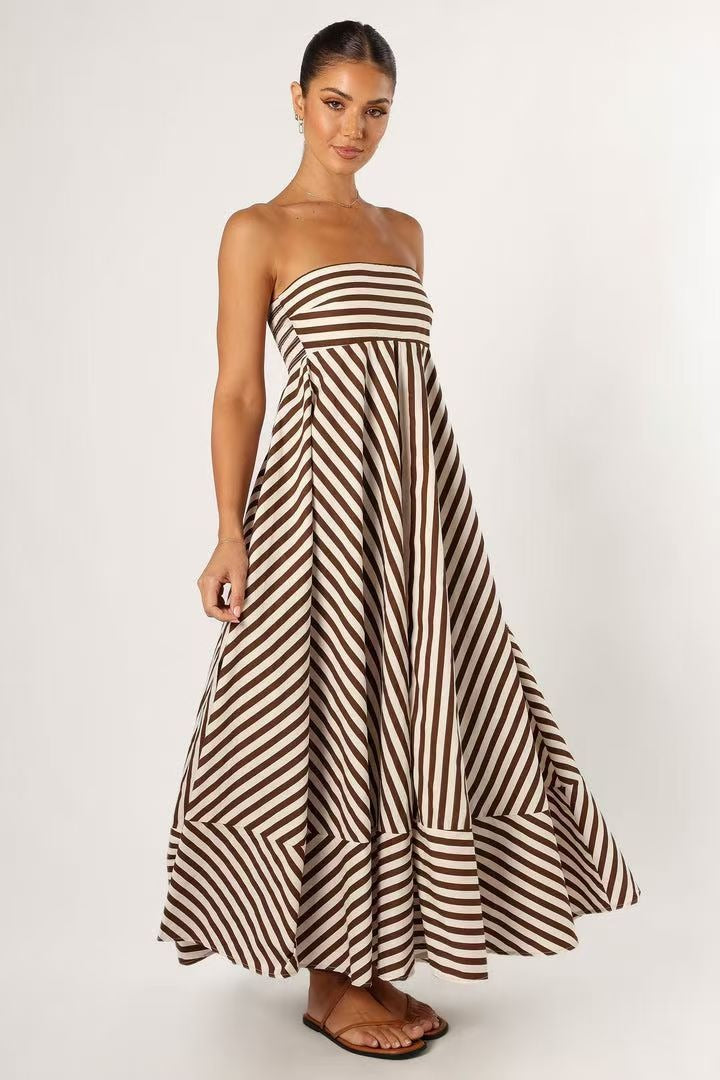 Verena | Striped Strapless Maxi Dress