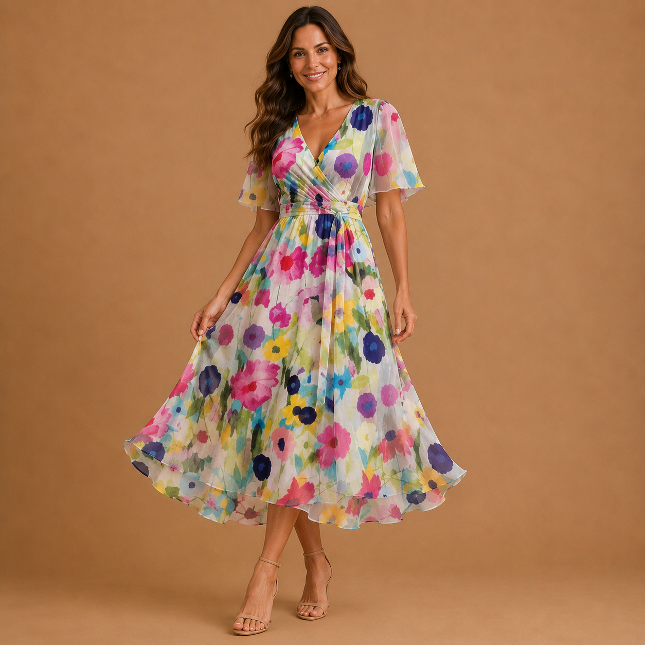 EVON | Casual dress with a simple print and V-neck