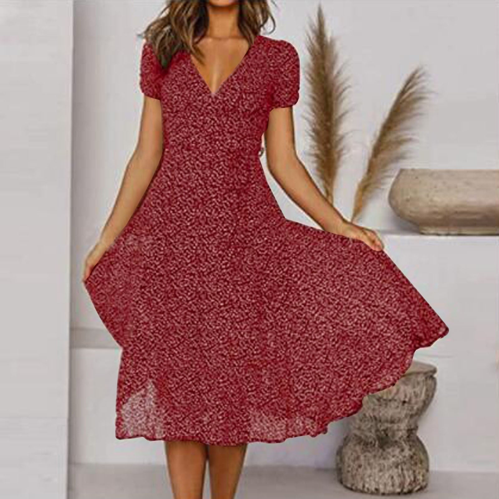 Jolanda | Floral V-Neck Midi Dress