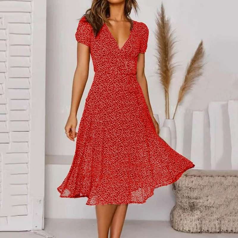Jolanda | Floral V-Neck Midi Dress