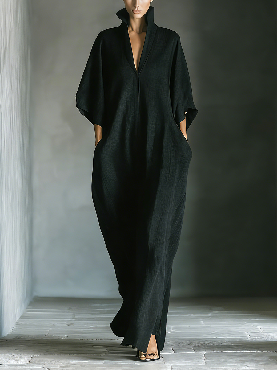 Costanza | V-neck Maxi Black Dress