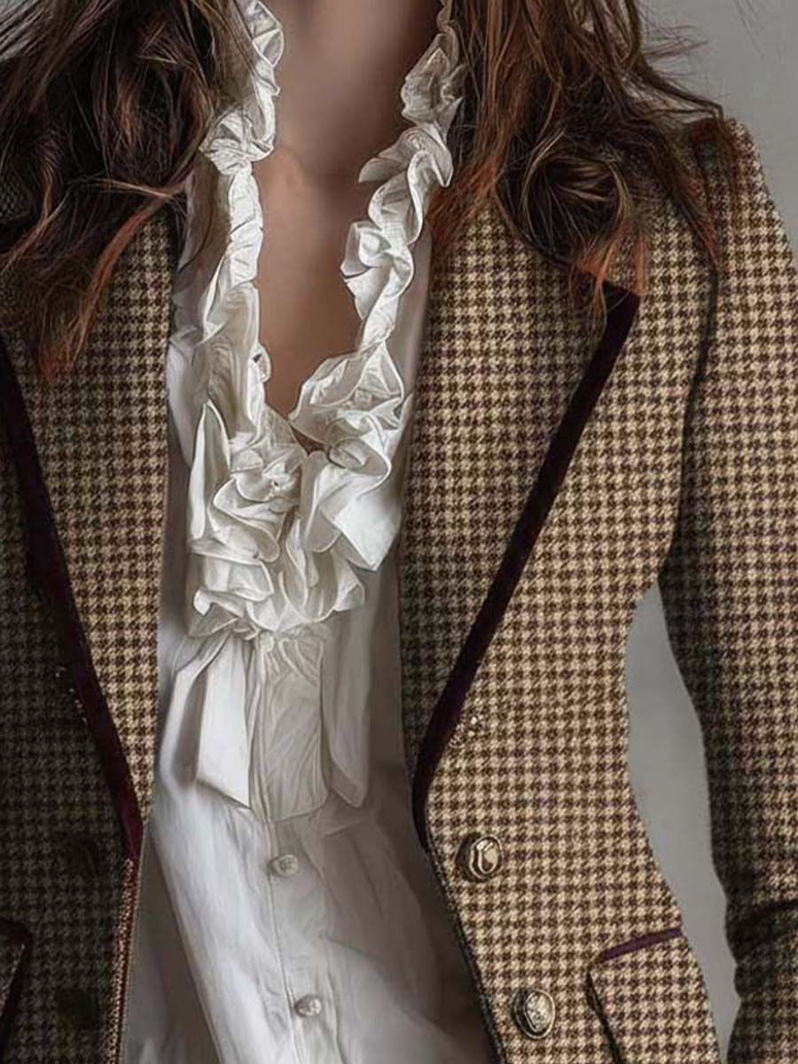 Serena | Vintage Houndstooth Tailored Blazer