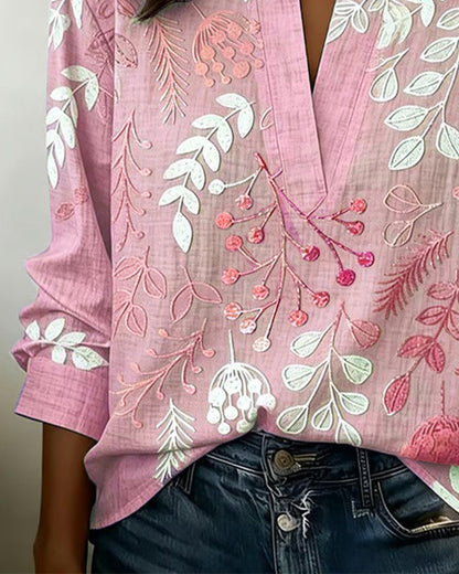 Lauren | Blouse Pastel Floral V-Neck