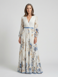 Lavinia | Floral V-Neck Long-Sleeve Maxi Dress