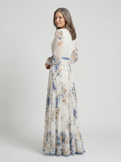Lavinia | Floral V-Neck Long-Sleeve Maxi Dress