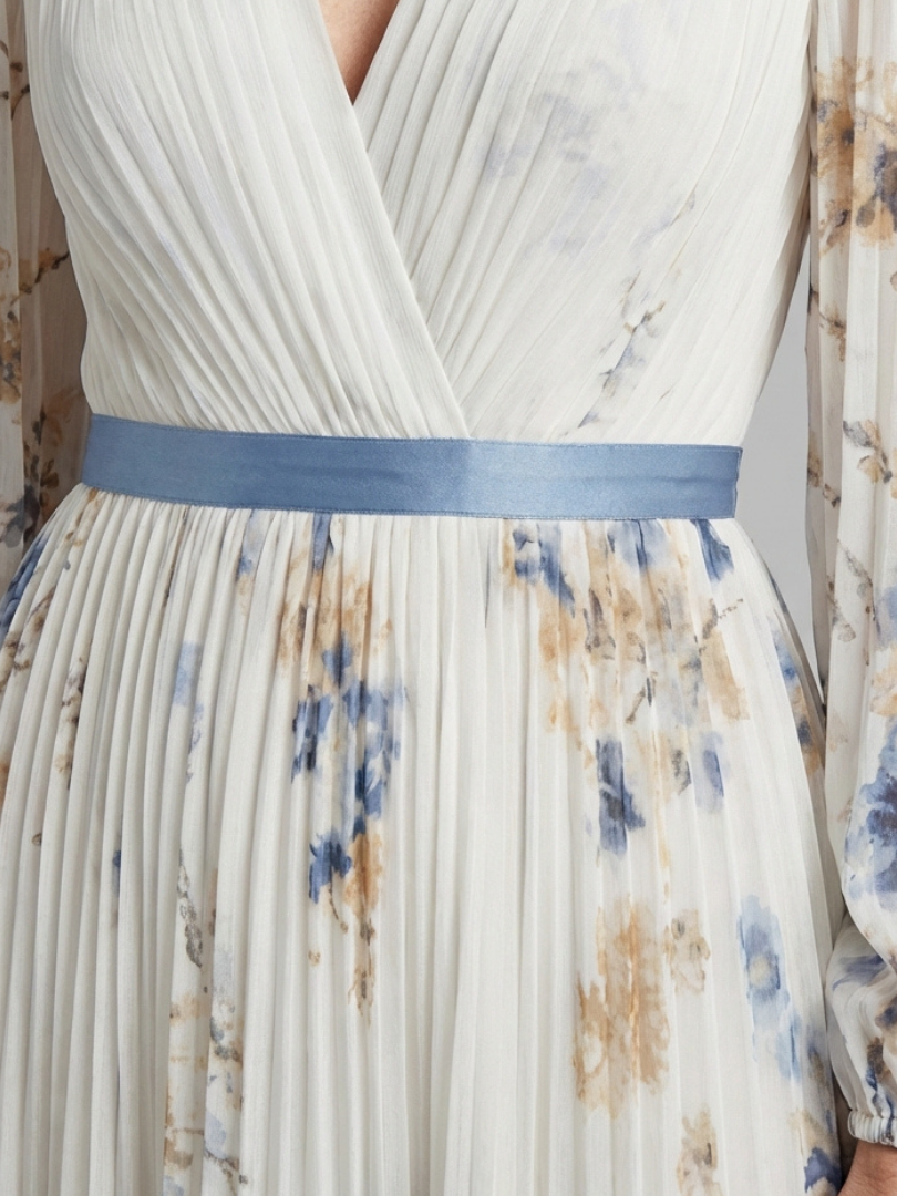 Lavinia | Floral V-Neck Long-Sleeve Maxi Dress