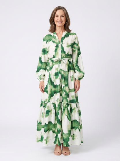 Sabine | Long-Sleeve Tie-Waist Maxi Dress - women's dress