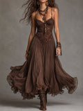 Ines | Chiffon Maxi Dress with Lace Panels