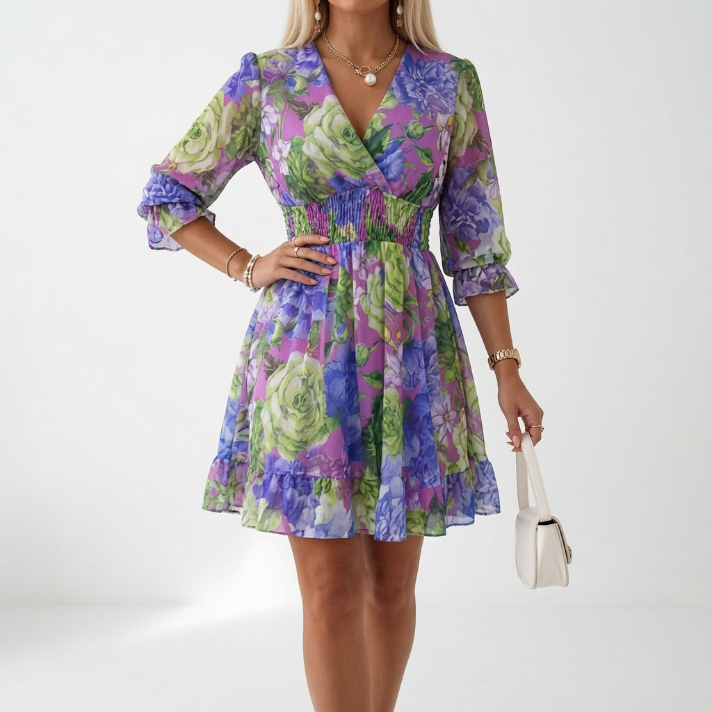 Églantine | Floral Smocked Waist Mini Dress