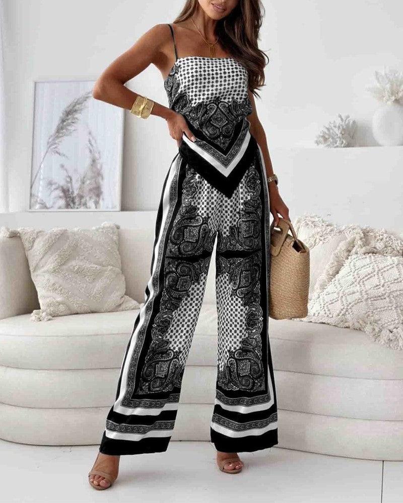 Helen | Lace-Up Vest & Pants Two-Piece Set