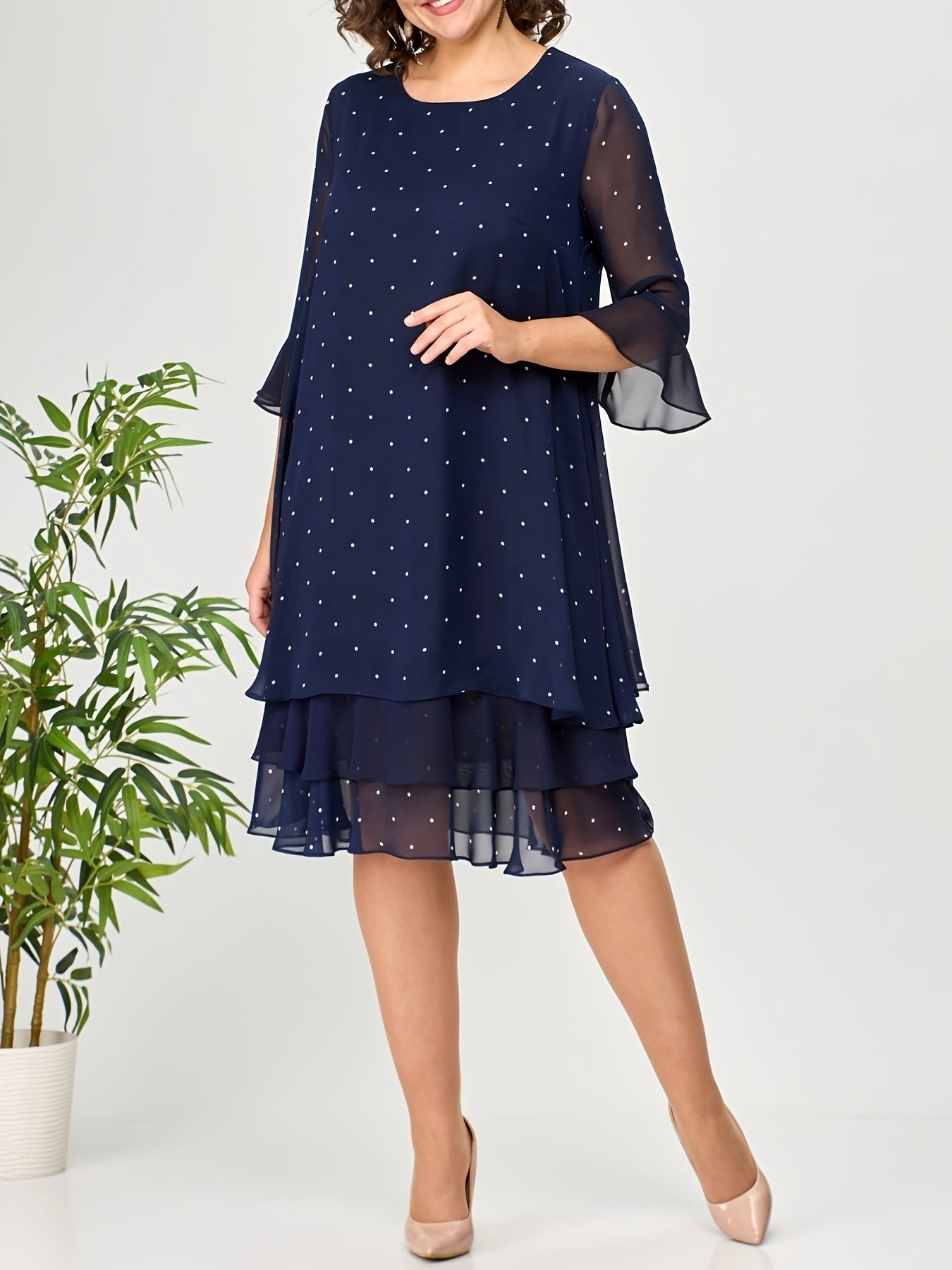 Maribel | Floral Polka Dot Chiffon Dress