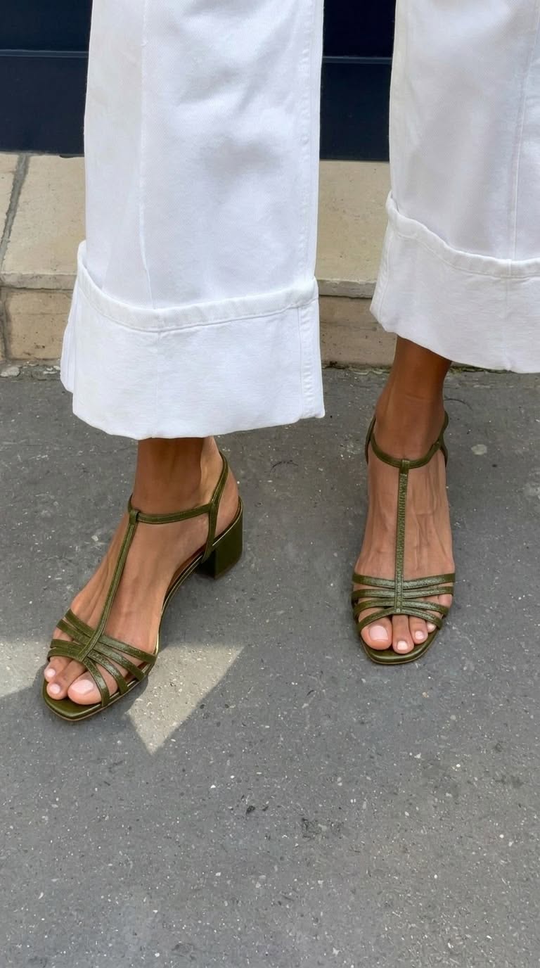 Allegra | Gold Block-Heel Sandals