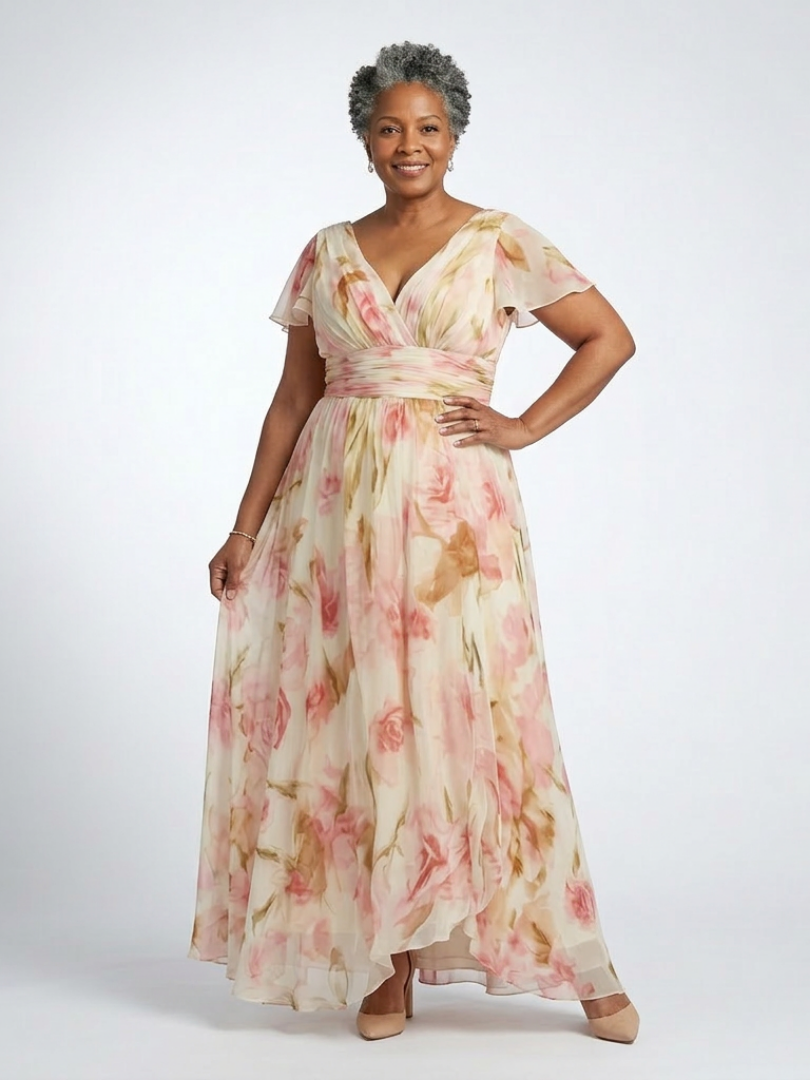 Elara | Short-Sleeve V-Neck Dress