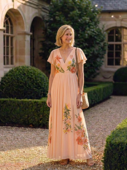 Calista | Short-Sleeve V-Neck Maxi Dress
