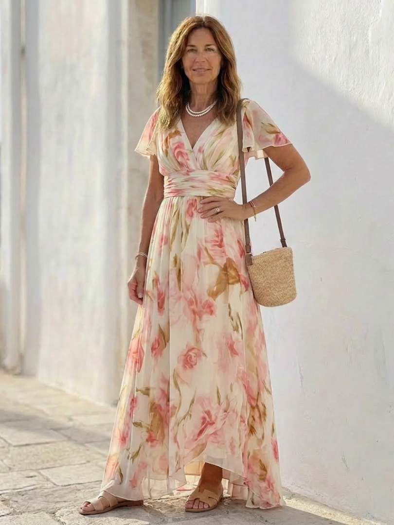 Elara | Short-Sleeve V-Neck Dress