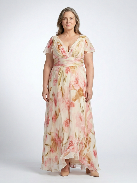 Elara | Short-Sleeve V-Neck Dress - women's dress