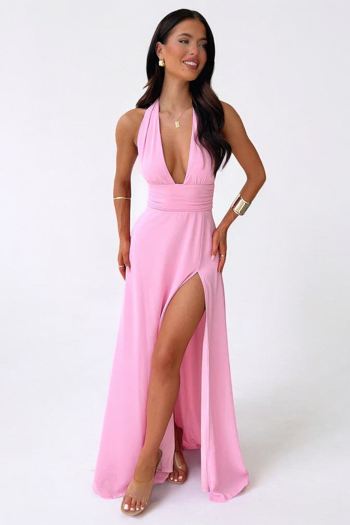 Lilli | Halter High-Slit Maxi Dress