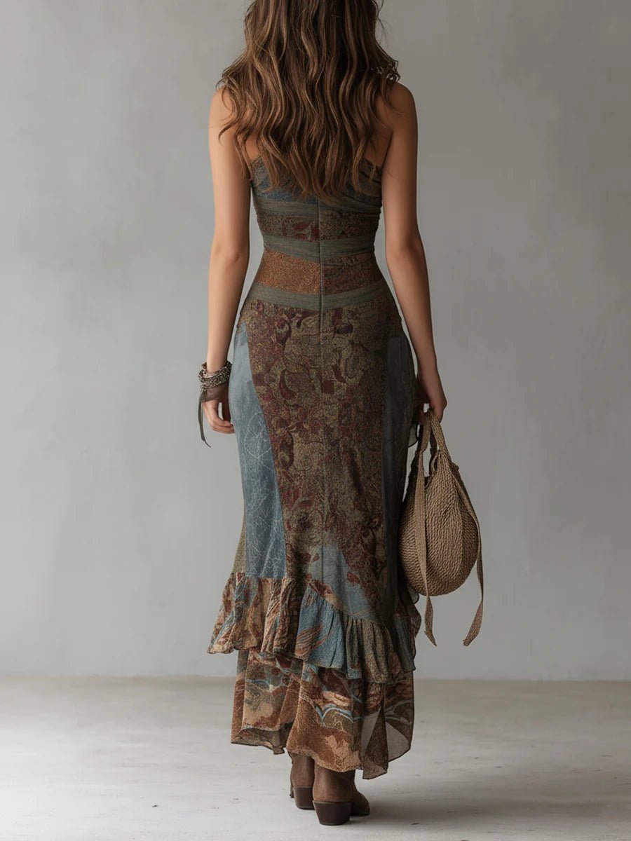 Cosette | Ethnic-Inspired One-Shoulder High-Slit Maxi Dress