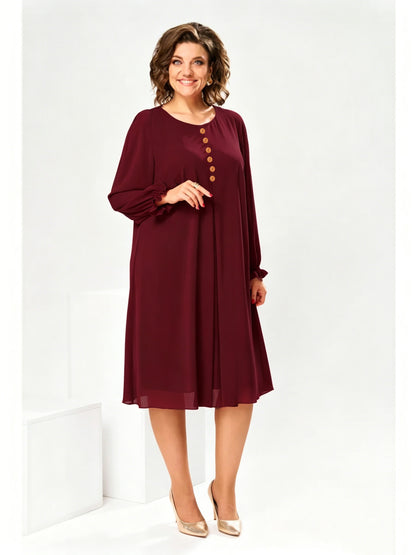 Gabrielle | Wine Red Chiffon Midi Dress
