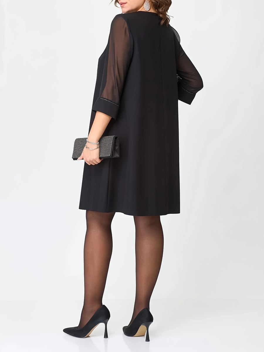 Alessia | Black Contrast Trim Chiffon Dress