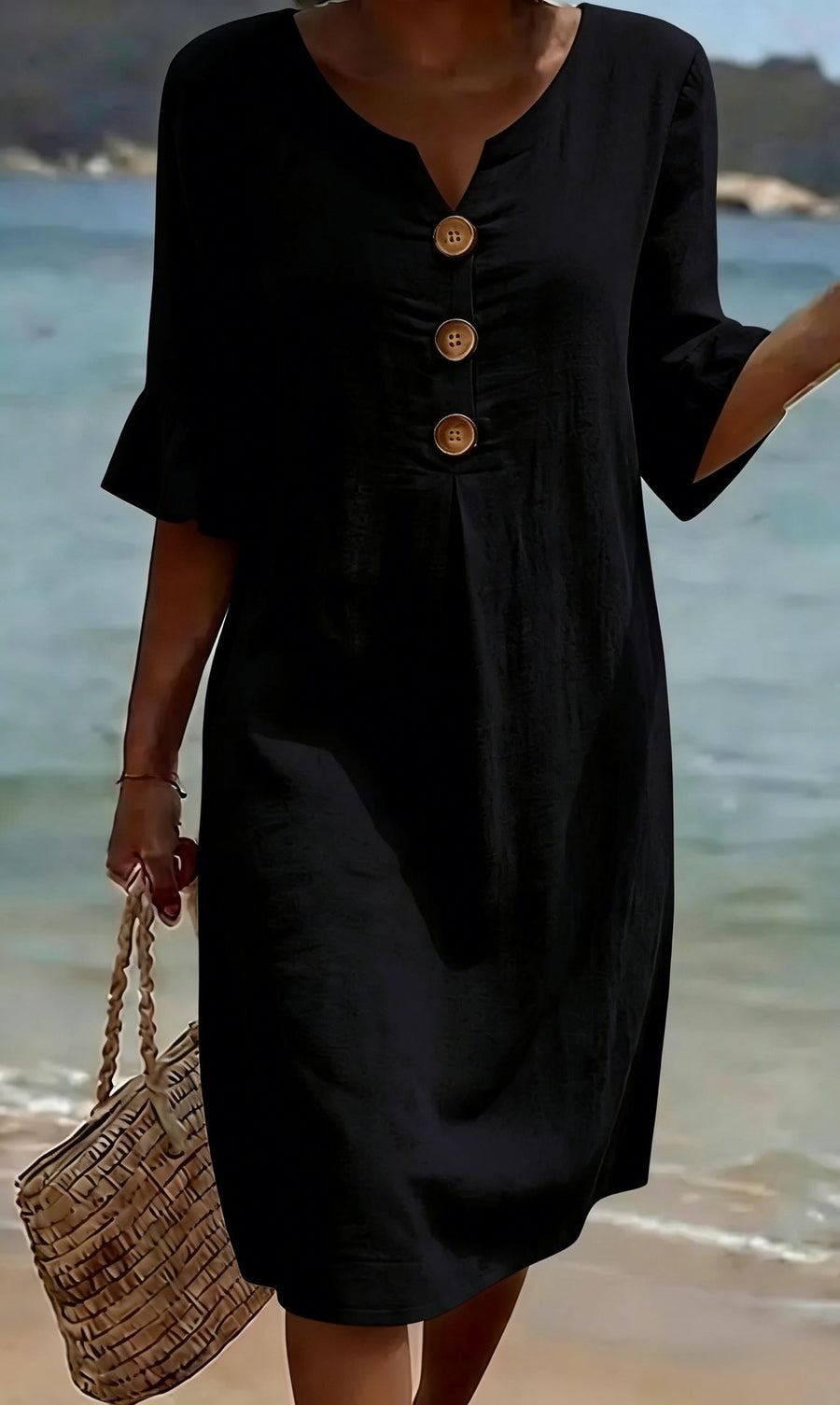 Black Everyday Floral Midi Dress