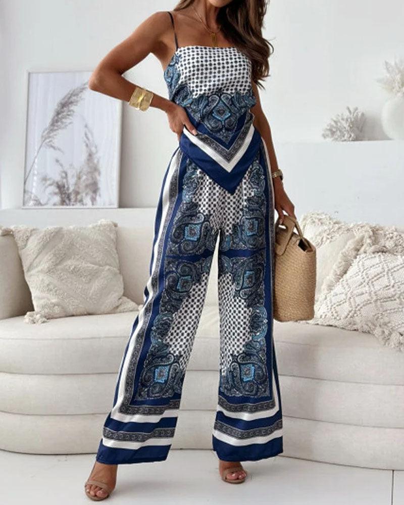 Helen | Lace-Up Vest & Pants Two-Piece Set