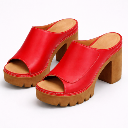 Mizella | Leather Platform Wedge Heels