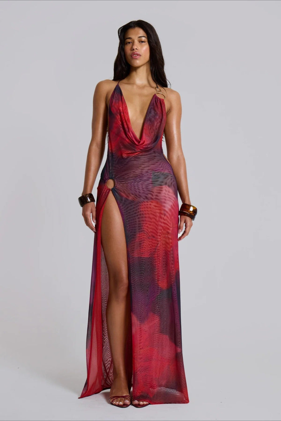 Tie Dye Halter Backless Vacation Dress