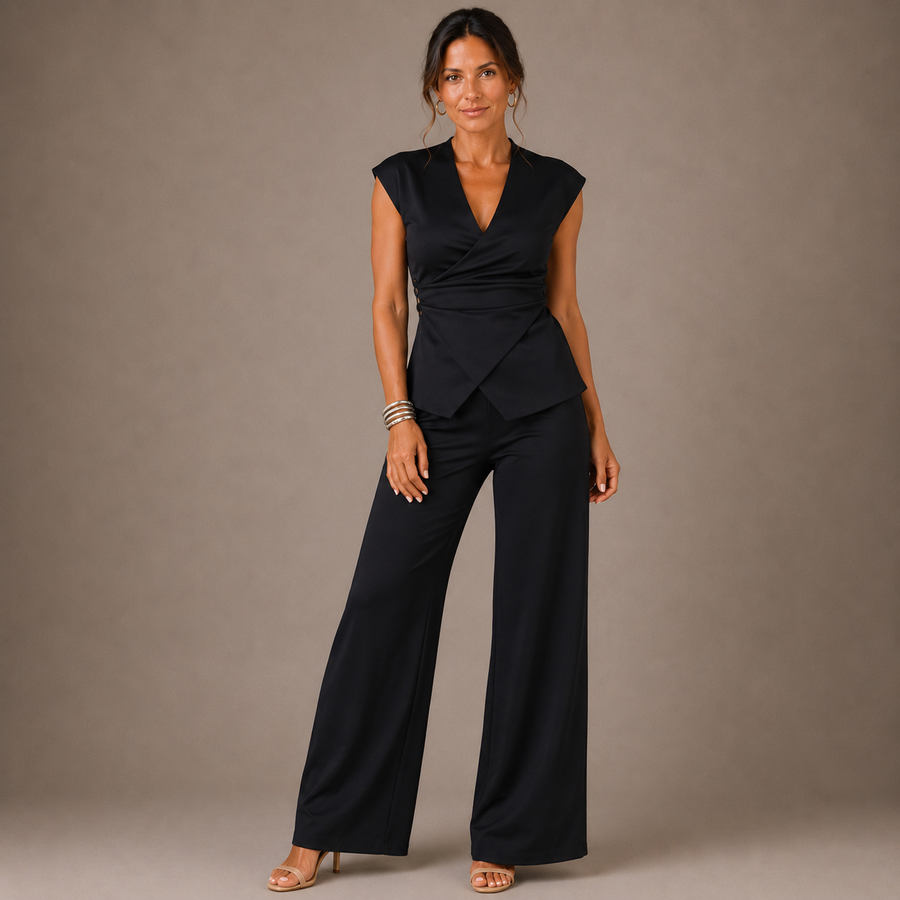 ABIGAIL | Elegant women's set V-neck top and trousers