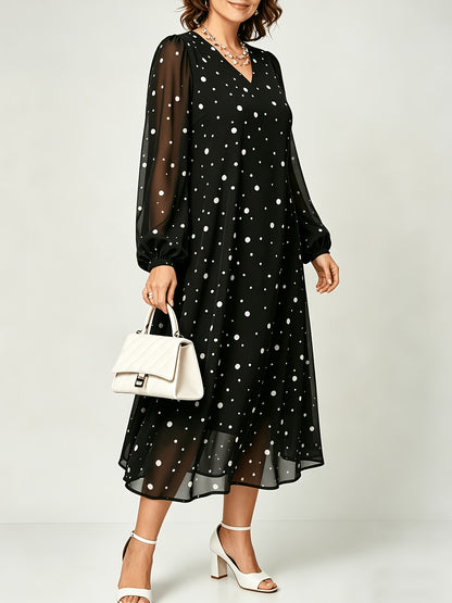 Naomi | V-Neck Polka Dot Chiffon Dress