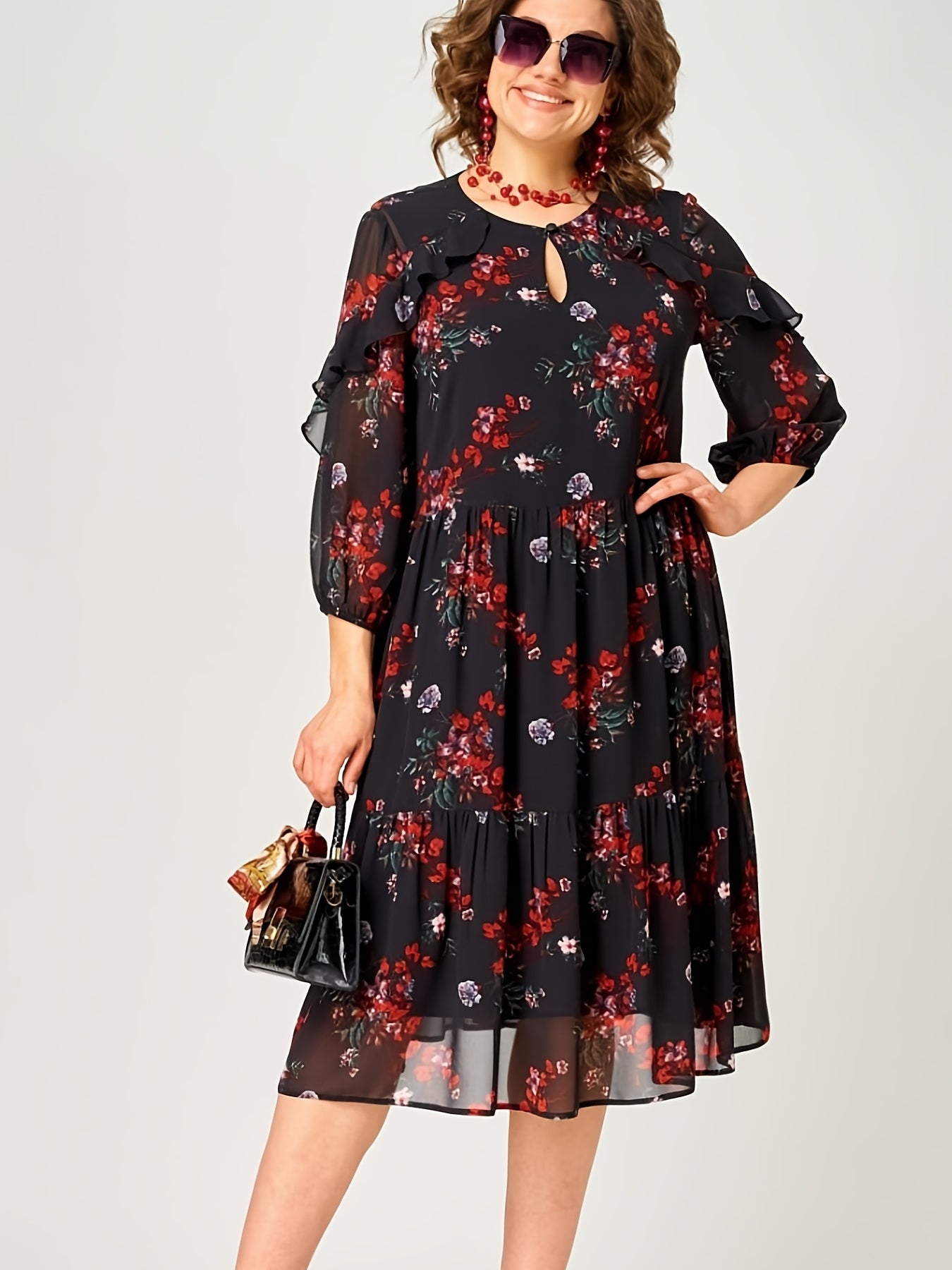 Helena | Elegant Printed Midi Dress