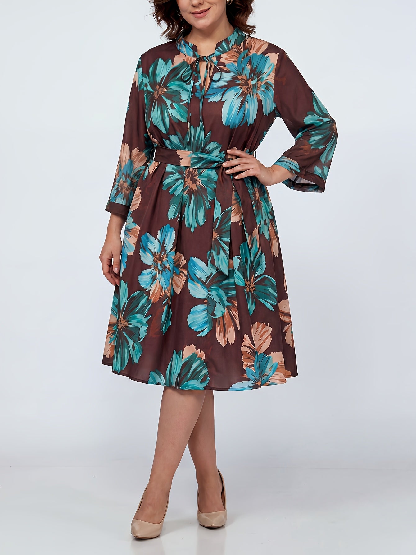 Clara | Floral V-Neck Midi Dress