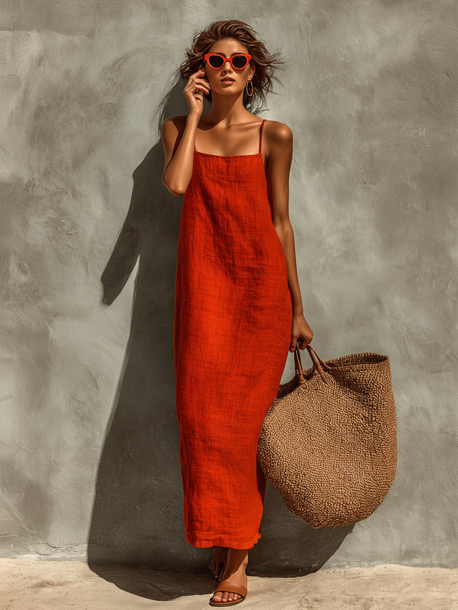 Square-Neck Spaghetti Strap Dress