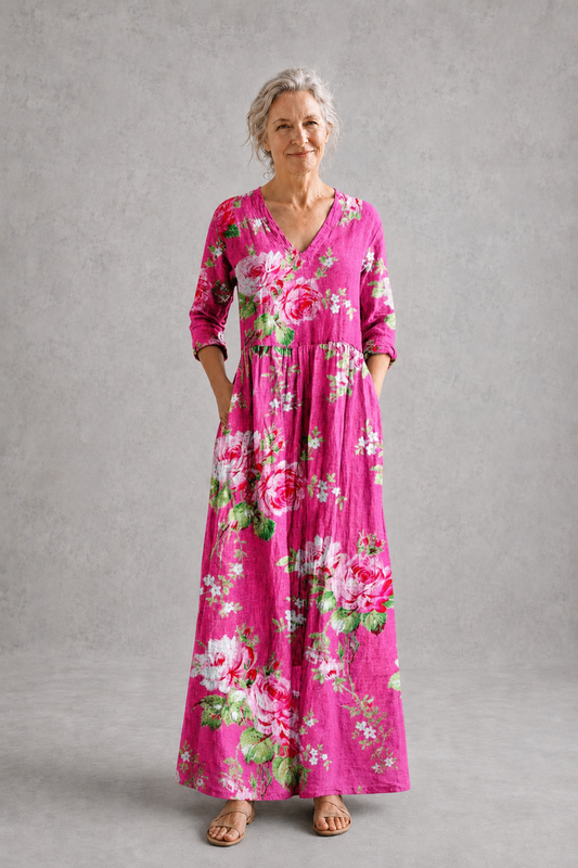 Fiona | Hot Pink Floral Summer Dress