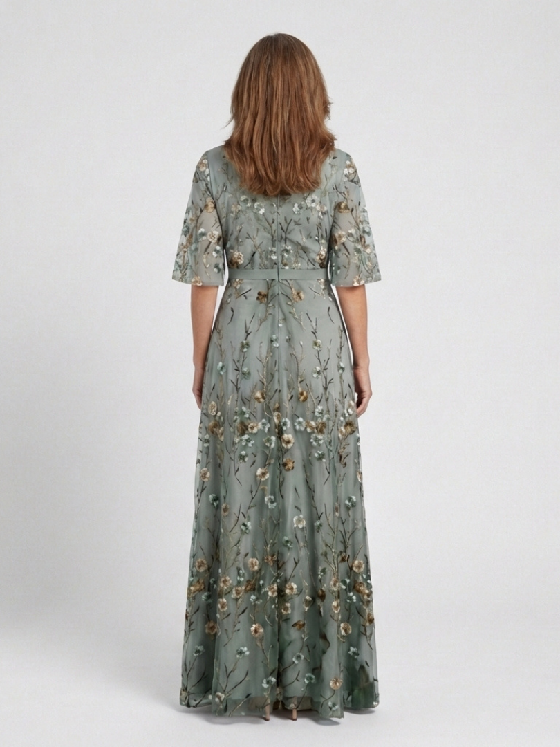 Élodie | Long Floral V-Neck Dress