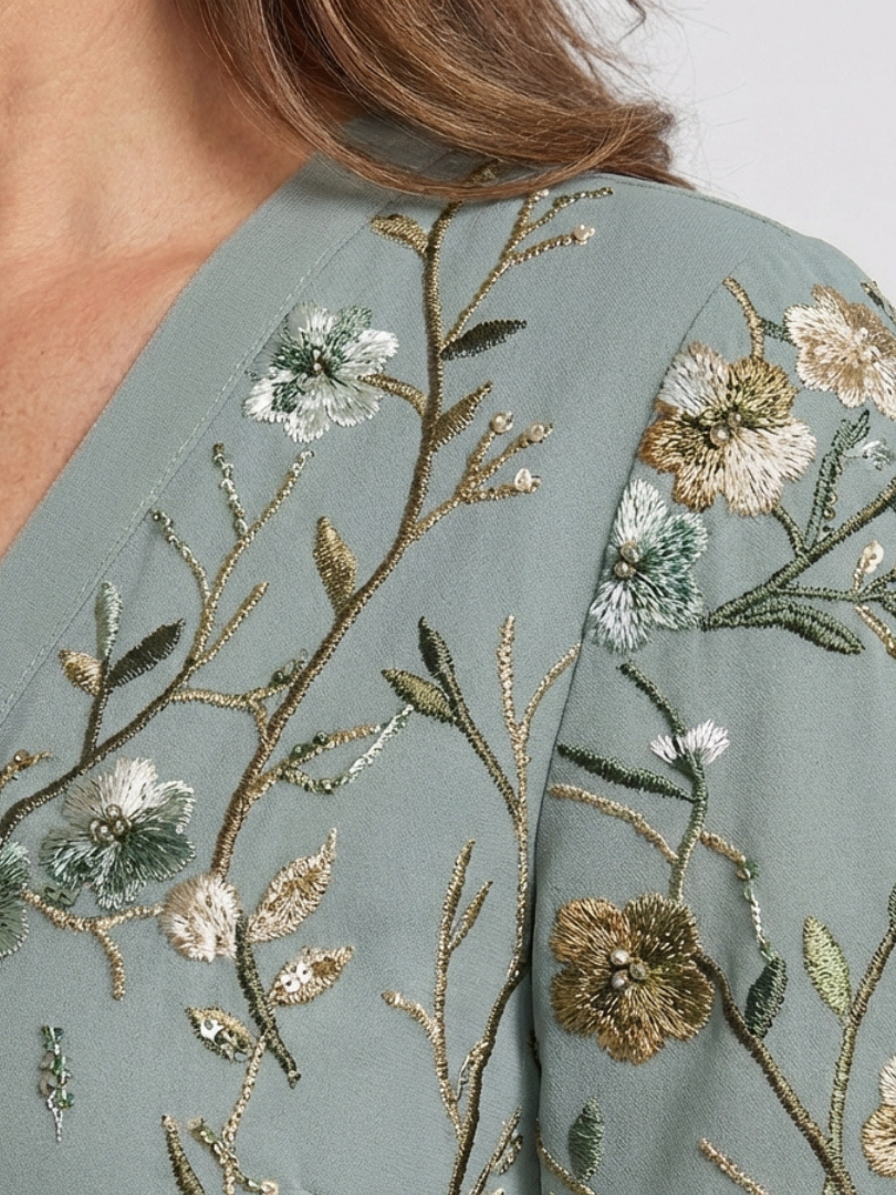 Evadne | Floral Short-Sleeve V-Neck Maxi Dress