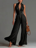 Beatrix | V | Neck Wide | Leg Chiffon Jumpsuit
