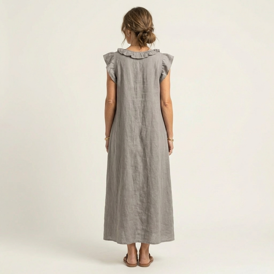 Josette | Ruffle V Neck Maxi Dress