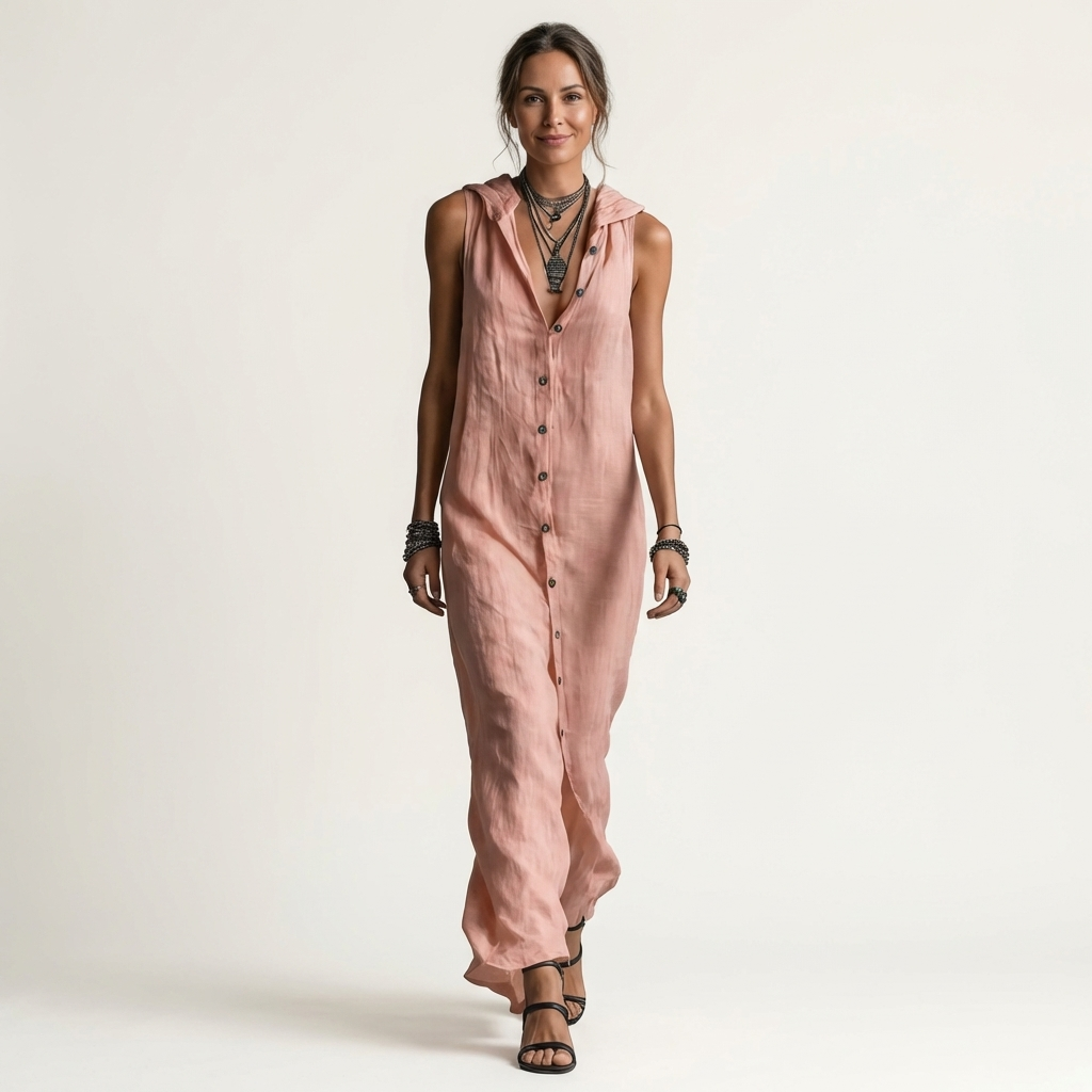 Mirabell | Hooded Button-Front Maxi Dress