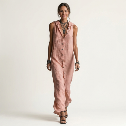 Mirabell | Hooded Button-Front Maxi Dress