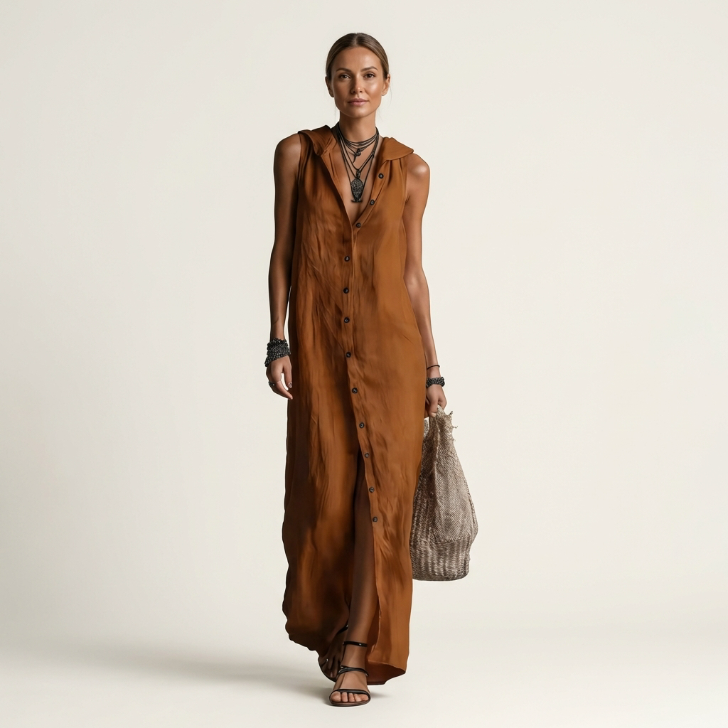 Mirabell | Hooded Button-Front Maxi Dress