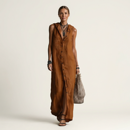 Mirabell | Hooded Button-Front Maxi Dress