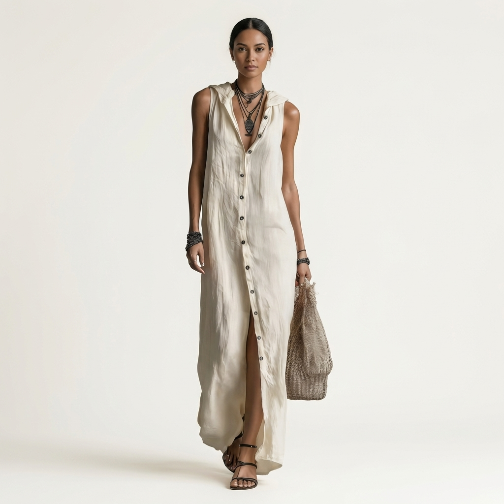 Mirabell | Hooded Button-Front Maxi Dress