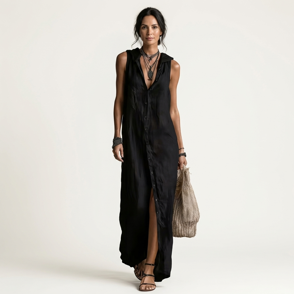Mirabell | Hooded Button-Front Maxi Dress